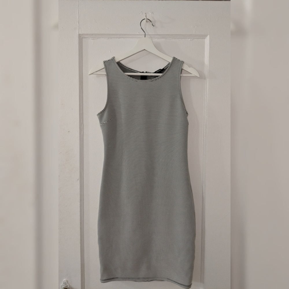 Black and White Striped Body Con Dress